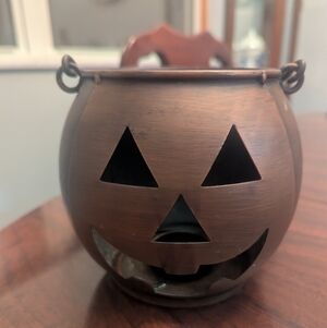 Rustic Bronze Jack-O'-Lantern Candle Holder